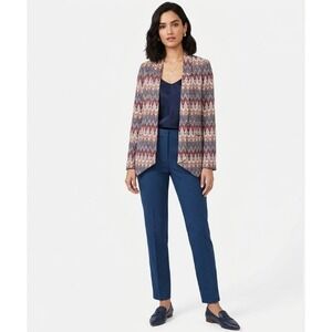 Skies Are Blue Large Blazer Multi Color Artsy Chevron Open Front Office Career